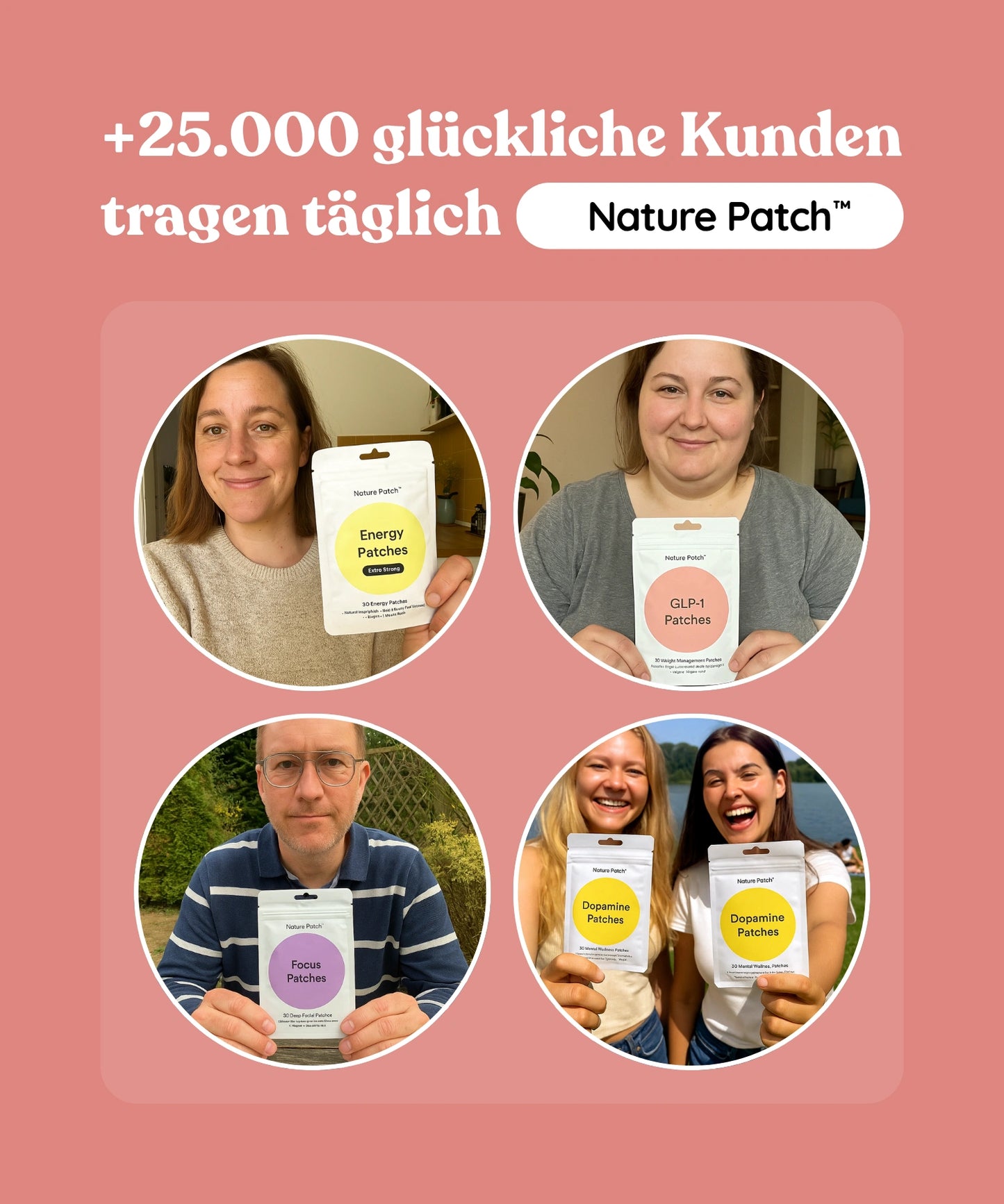 Zufriedene Kund:innen mit GLP-1 Pflaster – über 25.000 positive Erfahrungen bei Appetitkontrolle & Diätunterstützung